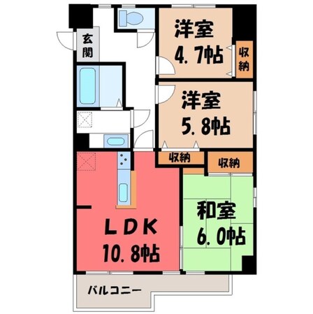 宇都宮駅 バス15分  前原下車：停歩5分 5階の物件間取画像